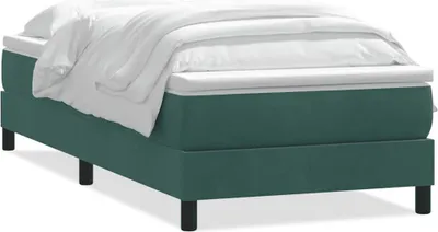 Zdjęcie produktu dla vidaXL Łóżko sprężynowe z materacem ciemnozielone 80x220 cm aksamitne