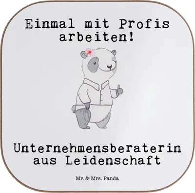Produktbild von Mr. & Mrs. Panda Untersetzer für Gläser Unternehmensberaterin Leidenschaft - Weiß - Geschenk, bieruntersetzer, Glas, gläseruntersetzer, Coaster