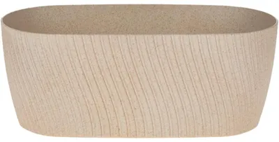 Image de Pot de fleurs moderne rainuré Cache-pot ovale blanc 27 cm