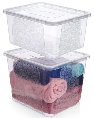 Zdjęcie produktu dla Vilde | Pojemniki do przechowywania 2 szt. - 20 l / 30 l - z pokrywkami - Plastikowe - Przezroczyste