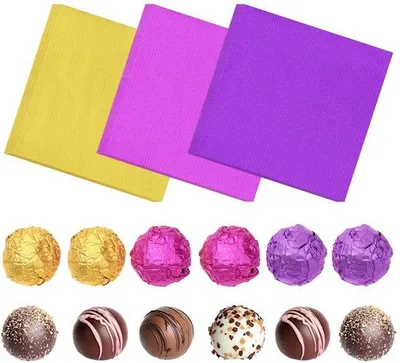 Immagine prodotto di Scatole dorate, confezione da 300 pezzi, 8x8 cm, oro + viola + rosa, foglio di alluminio, clip di chiusura, fai da te, scatole fatte a mano, confezioni per cioccolatini