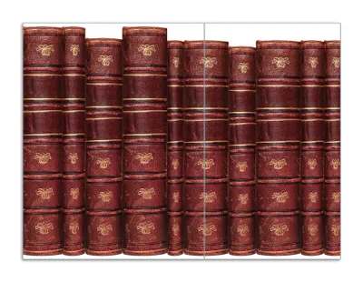 Produktbild von Wallario Herdabdeckplatte aus Glas, Größe 70 x 52 cm 2-teilig, Motiv Alte Bücher mit rotem Ledereinband