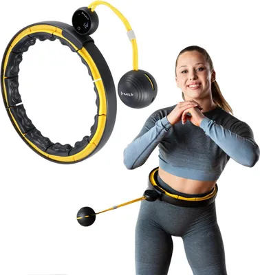 Produktbild von Magnetischer Hula Hoop mit Gewicht, TPE, Schwarz/Gelb, mit Zähler