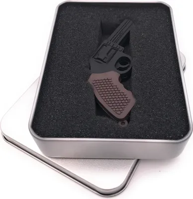 Obrázek produktu pro Onwomania Revolver v černé barvě Pistol Kolt USB flash disk v hliníkové dárkové krabičce 8 GB USB 2.0