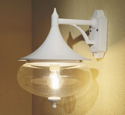 Produktbild von Konstsmide Libra Wandleuchte weiß lackiertes Aluminium, klares Glas, Hand EU 581-250