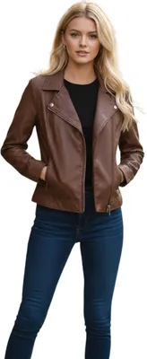 Produktbild von Damen Lederjacke Chyston Afida ramones braunes Leder XL