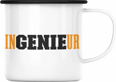 Produktbild von Trendation - Ingenieur Emaille Tasse Gadget Geschenk Ingeneur Emaille Emaille Tasse Geschenkidee (Schwarz)