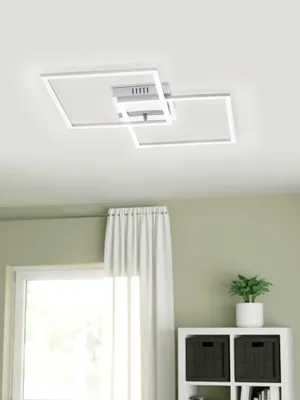 Obrázok produktu pre EGLO LED stropné svietidlo Palmaves 1, stropné svietidlo, brúsené, matný nikel, biele, s diaľkovým ovládaním, farba svetla teplá biela - studená biela, nočné svetlo, stmievateľné