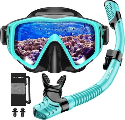 Produktbild von Snorkelset für Erwachsene - Tauchbrille & trockene Schnorchel - Lecksicher & kondenssicher - Hartes Glas - Tauchen, Schnorcheln & Schwimmen - Unisex