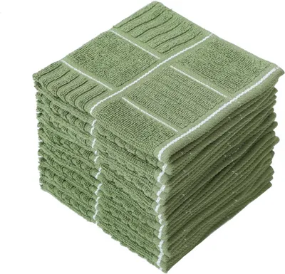 Obrázek produktu pro Sada 8 vysoce savých kuchyňských utěrek z bavlněného froté na vaření a mytí nádobí (zelené, 30,5 x 30,5 cm)