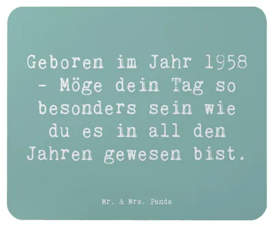 Produktbild von Mr. & Mrs. Panda Mauspad Spruch 1958 Geburtstag - Meeresbrise - Geschenk, Happy Birthday, laptop, computermatte, Jahrgang, Geburtstagsgeschenk, mousematte, Alter