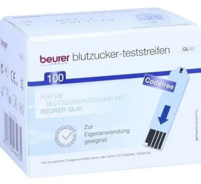 Immagine prodotto di Beurer GL40 strisce reattive per la glicemia, 100 strisce reattive