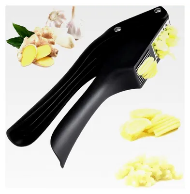 Produktbild von Knoblauchpresse aus Edelstahl, 2-in-1 Küchenhelfer zum Zerkleinern und Schneiden, Ergonomischer Griff, Leicht zu reinigen und spülmaschinenfest