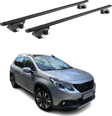 Image de Barres de toit transversales pour Peugeot 2008 2013-2019 Alu Noir 2 pièces ABE