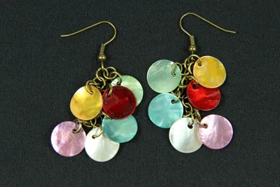 Produktbild von Perlmutt Ohrringe Miniblings Hänger Dangle Perlmuttscheiben Hippie Boho bunt