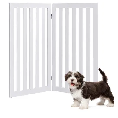 Produktbild von GOPLUS 2 Paneelen Treppenschutzgitter 89cm Hoch, Faltbar Türschutzgitter mit Kompaktem Design, Freistehendes Sicherheitsgitter