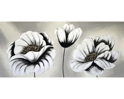 Obrázek produktu pro Ručně malovaný obraz Stříbrné květy V. 55x120cm