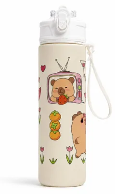 Produktbild von Capibara Capybara Sportflasche Wasserflasche Trinkflasche Flasche 800 ml - Beige