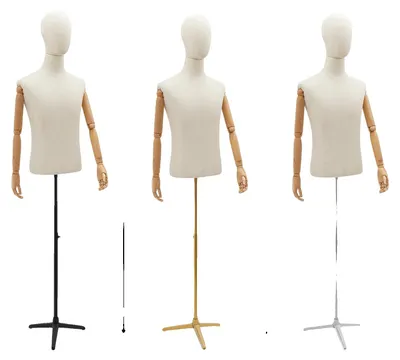 Produktbild von Männliche Schneiderpuppe, höhenverstellbar, langlebige Konstruktion, LeinenSchwarz