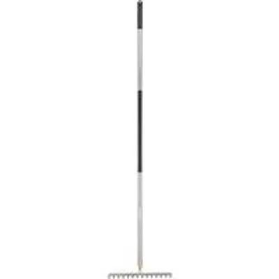 Produktbild von 14-Zahn-Harke, ergonomisch, 154cm, Boriumstahl, Alu-Griff, schwarz/grau