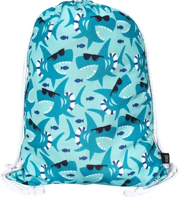Produktbild von HECKBO® Jungen Jungs Kinder Turnbeutel - beidseitig mit Hai Motiv bedruckt - waschmaschinenfest - 40x32cm - Kindergarten, Krippe, Reise, Sport - Rucksack, Tasche, Spieltasche, Sportbeutel