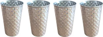 Produktbild von BURI Edelstahl Becher 500ml 4er-Set gehämmert Trinkbecher Metallbecher Camping Party