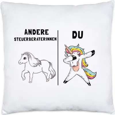 Produktbild von Andere Steuerberaterinnen Du Kissen inkl. Füllung Steuerberaterin Einhorn Kollegin Abschiedsgeschenk Rente Ruhestand