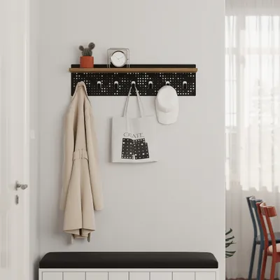 Produktbild von DECORTIE Popy Wandgarderobe, Hakenleister, Garderobenleister, Eiche