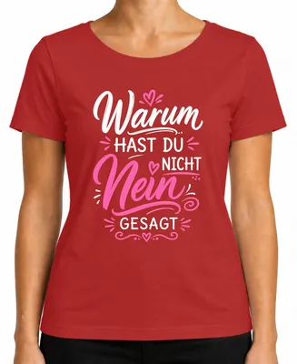 Immagine prodotto di Perché non hai detto di no? Maglietta da donna, stile "Schlager Party", con scritta sarcastica, colore rosso, taglia L