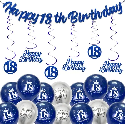 Produktbild von Dekorations-Set zum 60. Geburtstag – Banner und Ballons Blau Silber