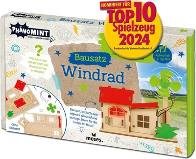 Produktbild von Moses. PhänoMINT Bausatz Windrad, Experiment zum Thema Windenergie, Experimentierkasten und Bastelset, Lernspielzeug für Kinder ab 8 Jahren