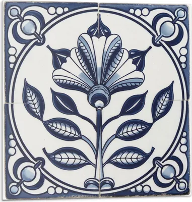 Produktbild von Blumenmuster Auf Der Fliese – Selbstklebend – Wandverkleidung – Wandpaneel – Wanddeko – Dekorative Wandpaneele – 3D Wandpaneele – Wandgestaltung selbstklebend – 4 Stück 50 x 50 cm