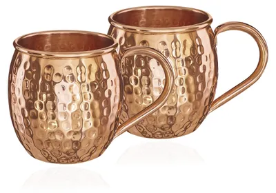 2 Kupferbecher Moscow Mule 500ml oval handgehämmert