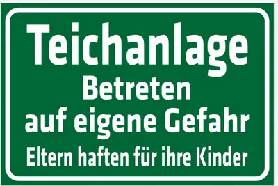 Produktbild von INDIGOS UG - Aufkleber - Sicherheit - Teichanlage - Betreten auf eigene Gefahr - 300x200 mm