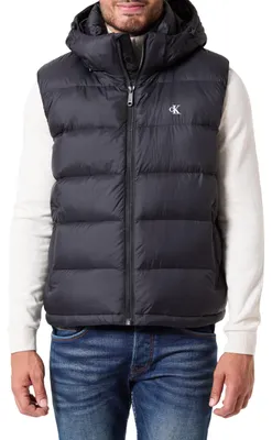 Obrázek produktu pro Kalvin Klein Jeans, pánská vesta s dlouhými rukávy, nylon, odnímatelná kapuce, péřová výplň, model LV04RD531G
