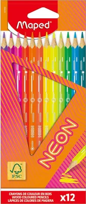 Image de Maped 831802FC Maped Crayon de couleur triangulaire NEON, étui carton de 12 pièces