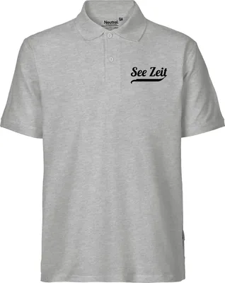 Produktbild von Huuraa Herren Polo Shirt See Zeit Schriftzug L Sport Grey Bio Baumwolle Fairtrade Poloshirt Geschenkidee