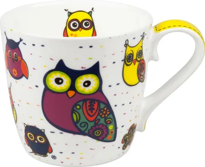 Image de Könitz Colourful Animals Eulen Weiß Mug, Tasse, Tasse à café, Bone China, 415 ml, 11 2 057 1400