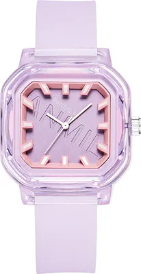 Produktbild von Alienwork Kids Kinderuhr Jungen Mädchen Transparent Silikon-Armband Violett Kinder-Uhr Sportlich