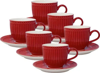Produktbild von Greengate Alice Tasse mit Untertasse red 8,5 cm Set6