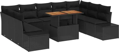 Immagine prodotto di vidaXL Set di divani da giardino, 10 pezzi, colore nero