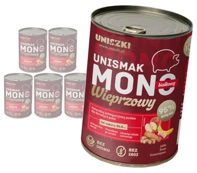 Produktbild von Uniszki Unismak Monoprotein Schweinefleisch 6x400g Getreidefreies Nassfutter für Hunde