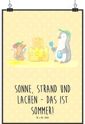 Produktbild von Mr. & Mrs. Panda Bild Sommerfreude DIN A1 - Gelb Pastell - Geschenk, Plakat, Sommerprodukte, Summer Feelings, drucke, wanddeko, Vibes, Jahreszeiten, Sommerferien, Strand