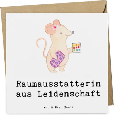 Produktbild von Mr. & Mrs. Panda Klappkarte Raumausstatterin Leidenschaft - Weiß - Geschenk, Grußkarte, doppelkarte, Glückwunschkarte, faltkarte, anlasskarte