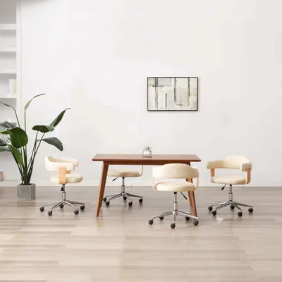 Produktbild von The Living Store Drehbare Esszimmerstühle 4 Stk. Creme Kunstleder