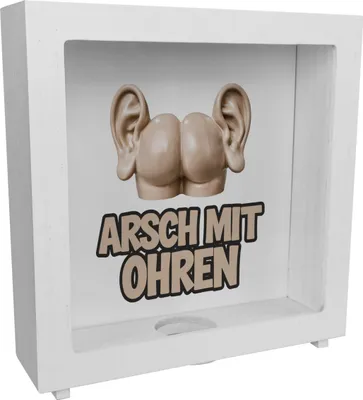Produktbild von Arsch mit Ohren Rahmen Spardose aus Holz
