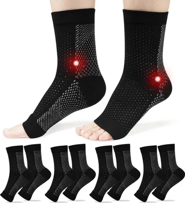 Produktbild von ACWOO Neuropathie-Kompressionssocken 4 Paar Schwarz L/XL