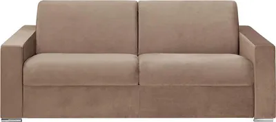 Produktbild von 4-Sitzer-Sofa mit Express-Klappmechanismus in Velours CALITO - Beige - Maße der Liegefläche: 160 cm - Matratze 14 cm
