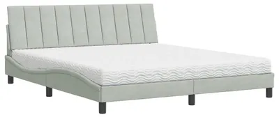 Produktbild von vidaXL Bett mit Matratze "Hanko" Hellgrau 180x200 cm Samt