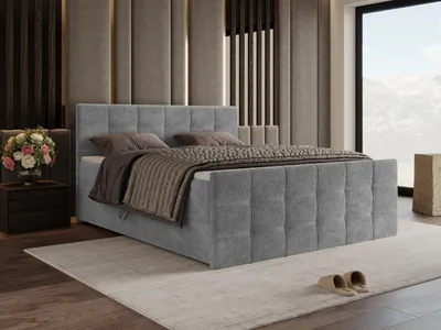 Produktbild von Chilly Möbel Design Bett Modena - Komfort Boxspringbett mit gesteppter Optik, Matratze und Topper 180x200 cm / Monte / Dunkelgrau